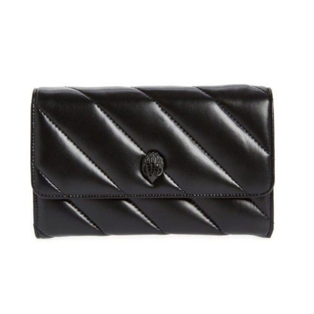 Kurt Geiger Leather Quilted Drench Crossbody Soho Bag Wallet Chain NWT Black